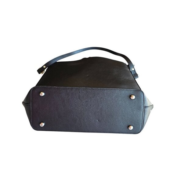 Westbronco Black Faux Leather Bucket Bag With Adjustable Strap & Metallic Accent - Picture 14 of 14